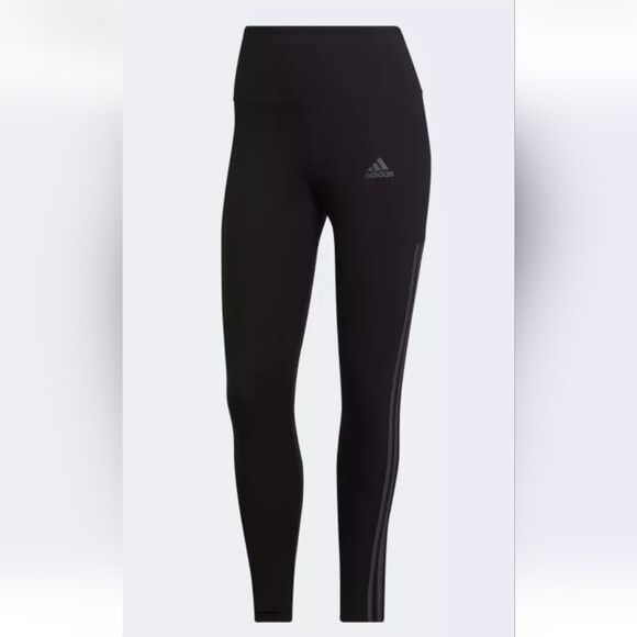 ADIDAS Women's High Rise 3-stripe 7/8 Cotton Tights HM2603 Black Leggings Size S - Picture 4 of 10